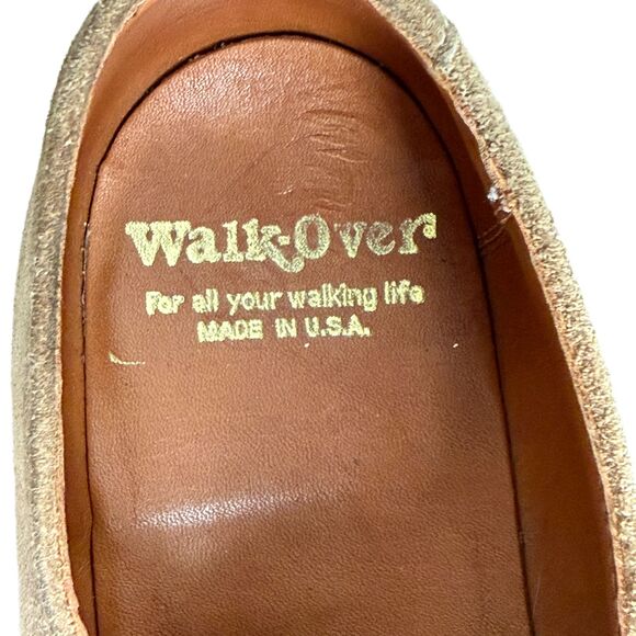 Vintage Walk Over Buks Mens Shoes Size 9.5 A Narrow Tan Suede Leather Oxford